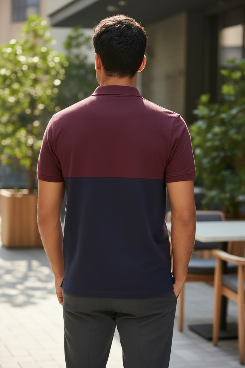 Pier One  Polo T-shirt Noir et Rouge Bordeaux